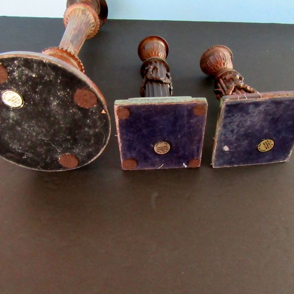 Vintage Moroccan style bronze tone candlesticks - set of 3 - Picture 8 of 8